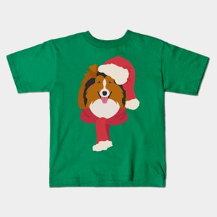 Christmas Rough Collie Dog Face Kids T-Shirt